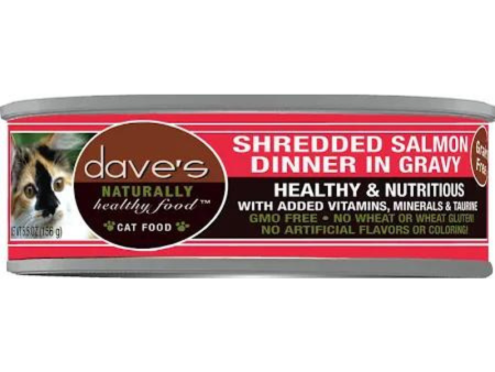 Dave s Pet Food Naturally Healthy Grain-Free Shredded Salmon Dinner in Gravy Canned Cat Food, 5.5-oz Online now