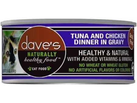 Dave s Pet Food Naturally Healthy Grain-Free Grilled Tuna & Chicken Dinner in Gravy Canned Cat Food 5.5-oz Hot on Sale