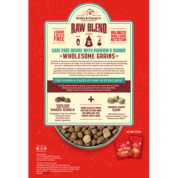 Stella & Chewy s Wholesome Grains Cage Free Raw Blend Recipe Kibble Dog Food Online