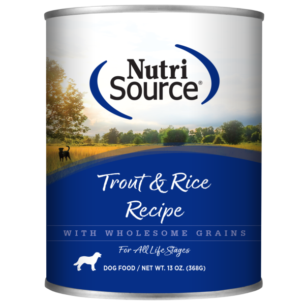 NutriSource Trout & Rice Formula Canned Dog Food 13-oz For Sale