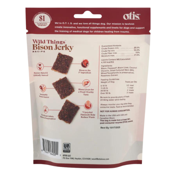 Otis Wild Things Bison Recipe Jerky Dog Treats 4 oz Online Hot Sale