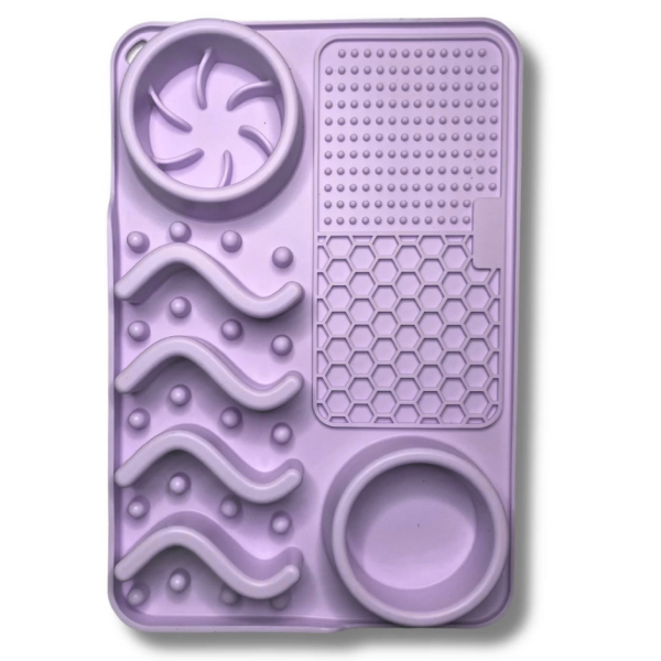 Pups Up Rectangle Lick Mat & Slow Feeder Combo Purple Supply