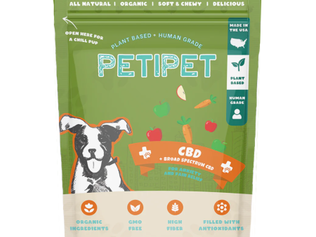 Petipet Broad Spectrum CBD Soft Chew Anxiety Supplement for Dogs, 7-oz bag For Sale