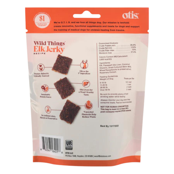 Otis Wild Things Elk Recipe Jerky Dog Treats 4 oz Online Sale