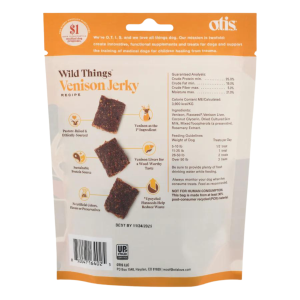 Otis Wild Things Venison Recipe Jerky Dog Treats 4 oz on Sale