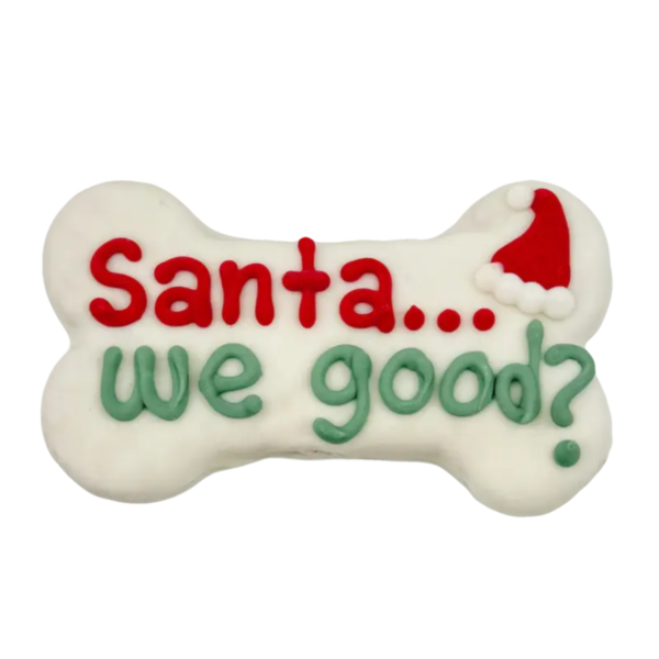 Bosco & Roxy s Santa we Good? 6  Bone Holiday Gourmet Cookie For Sale