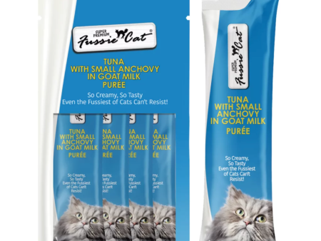 Fussie Cat Goat Milk Puree Cat Treats Tuna with Anchovies, 2 oz Online