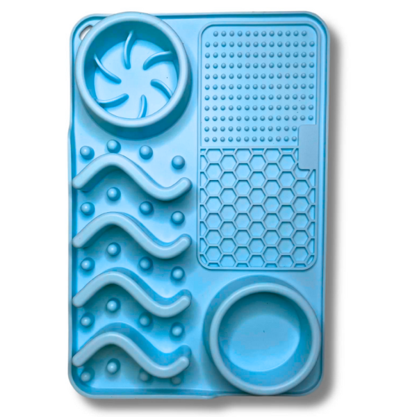 Pups Up Rectangle Lick Mat & Slow Feeder Combo Blue Online Hot Sale