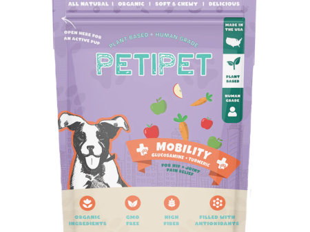 Petipet Mobility Bites with Glucosamine + Turmeric Apple & Carrot Flavored Soft Chew Hip & Joint Supplement for Dogs, 7-oz bag For Sale