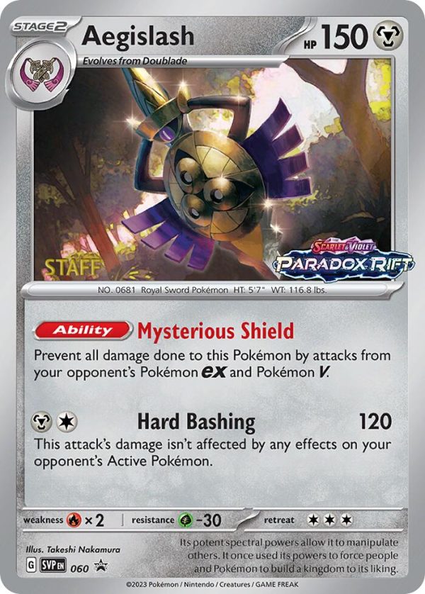 Aegislash (060) (Staff Prerelease Promo) [Scarlet & Violet: Black Star Promos] For Discount