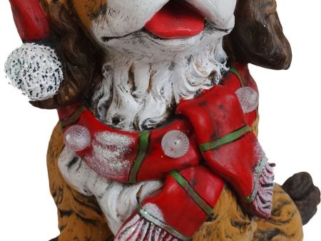 Alpine Corporation - Dog Statuary With Santa Hat And Red Scarf W 3 Led Cheap