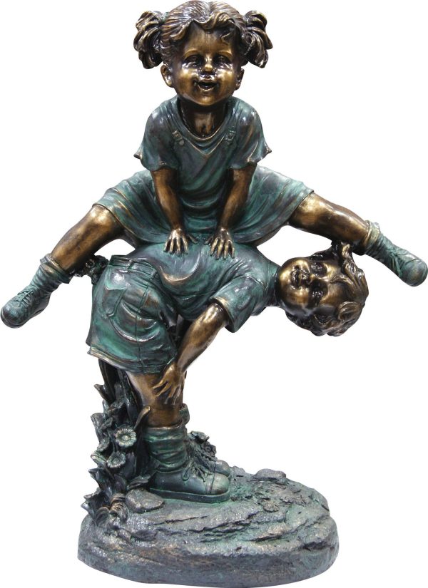 Alpine Corporation - Girl Jumping Over Boy Statue Online Hot Sale